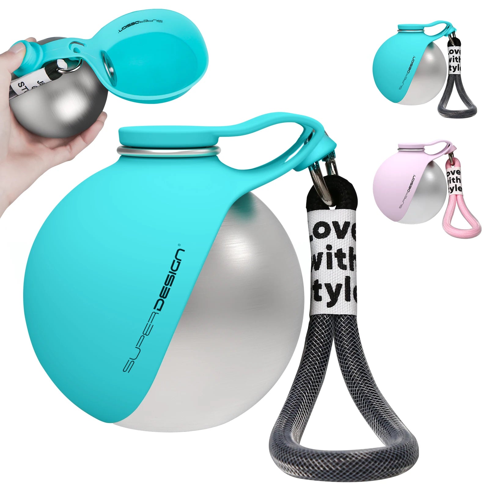 Gourde Nomade Anti-Fuite pour Petit Chien - Inox et Silicone 2-en-1
