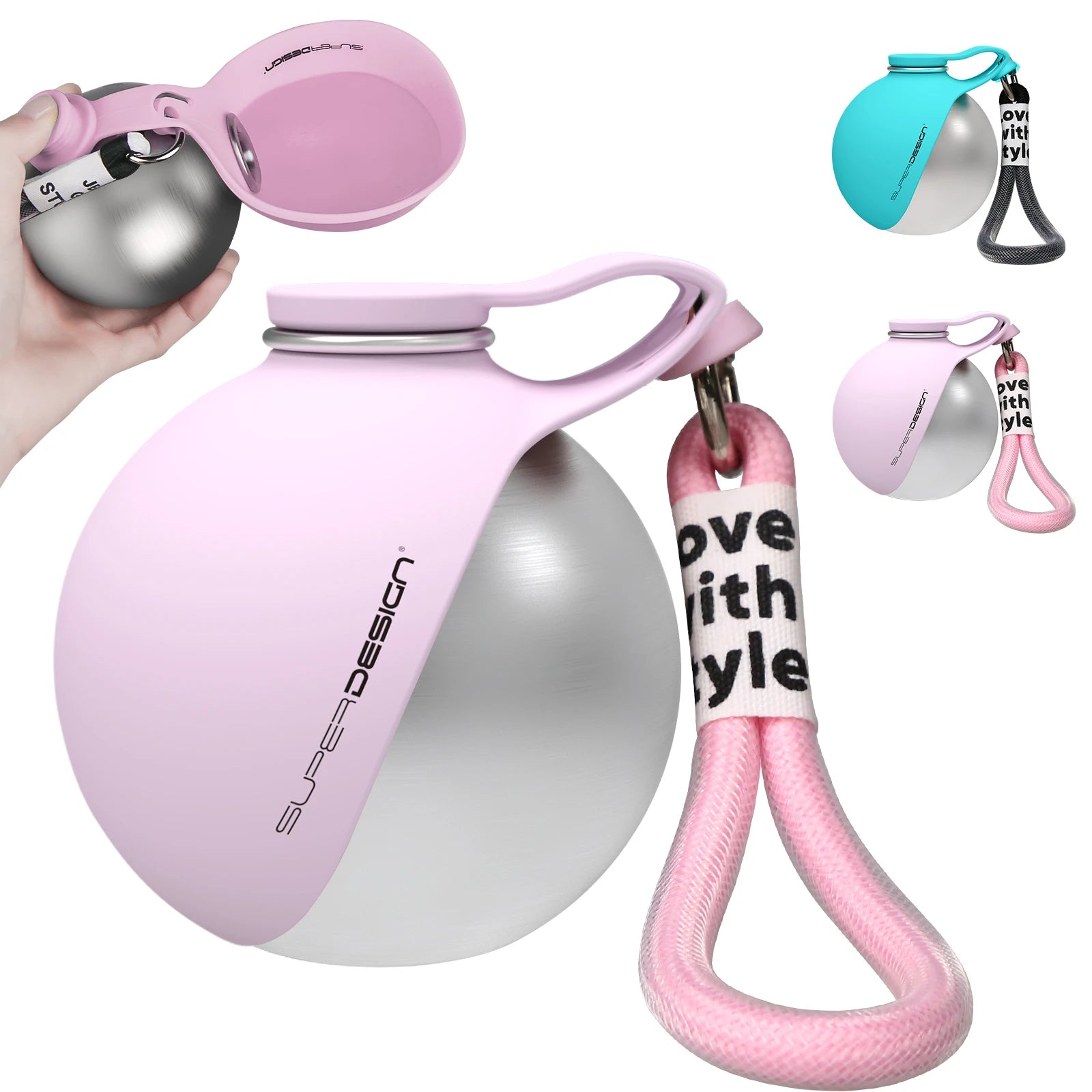 Gourde Nomade Anti-Fuite pour Petit Chien - Inox et Silicone 2-en-1