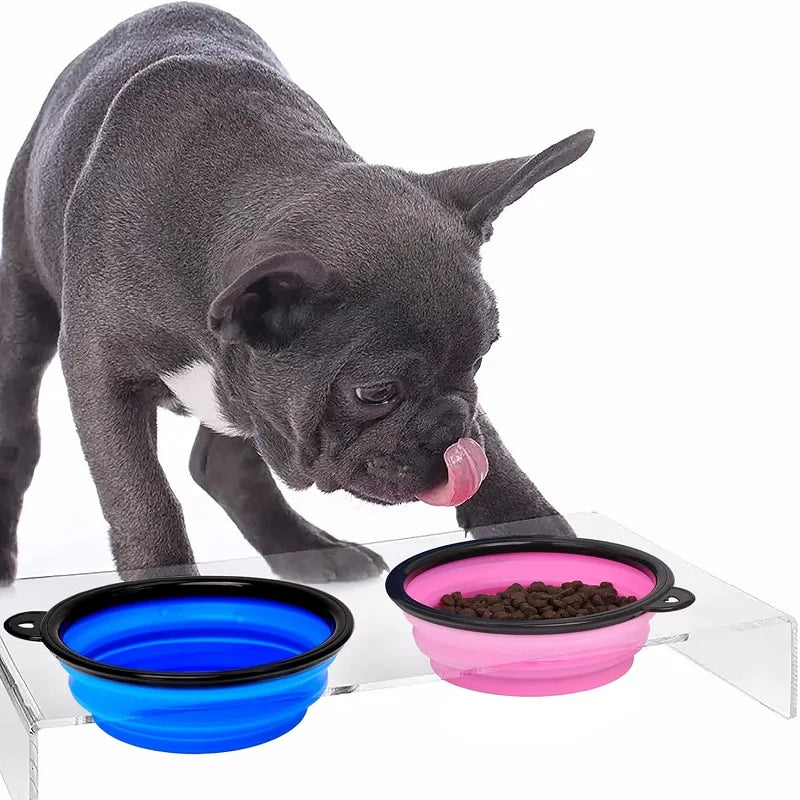 Gourde pliable pour chien, compartiment eau et croquettes