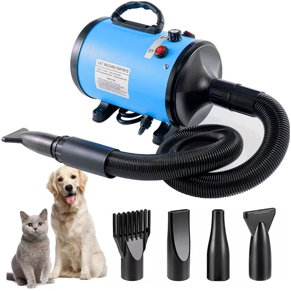 Sèche-Poils Professionnel 2800W pour Chien et Chat - Séchage Rapide et Silencieux