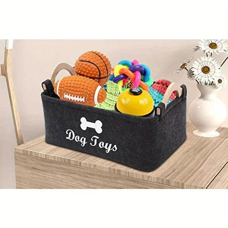 Panier de Rangement en Feutre pour Jouets de Chien