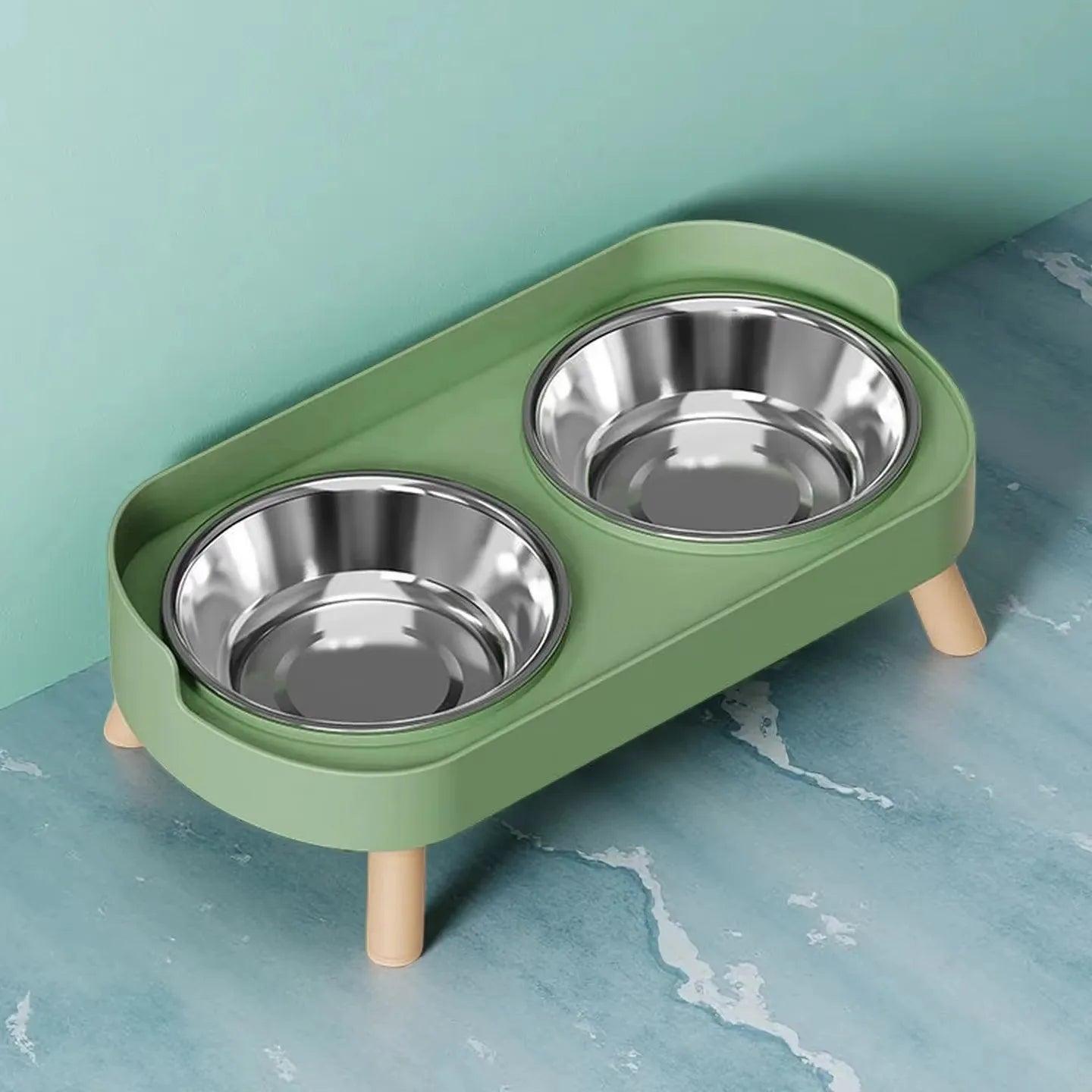 Gamelles Duo Inox avec Support Ergonomique pour Chien et Chat