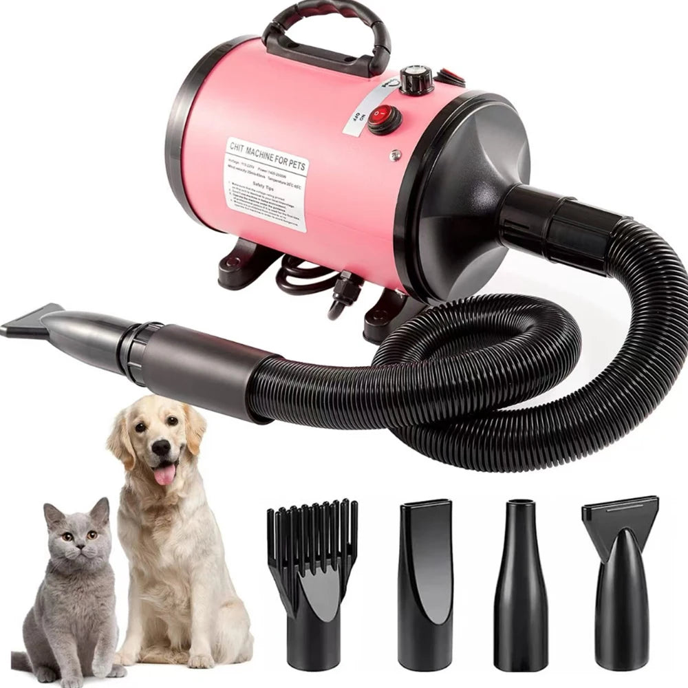 Sèche-Poils Professionnel 2800W pour Chien et Chat - Séchage Rapide et Silencieux