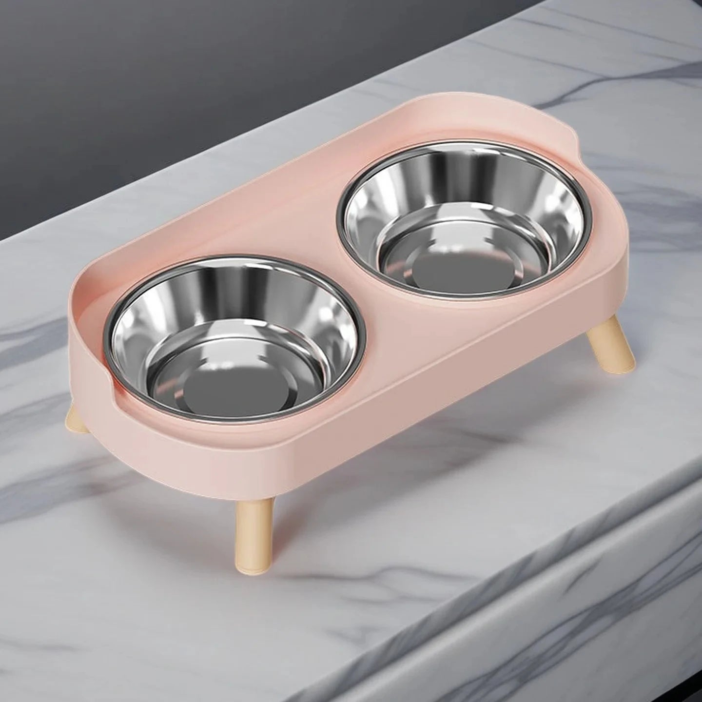 Gamelles Duo Inox avec Support Ergonomique pour Chien et Chat