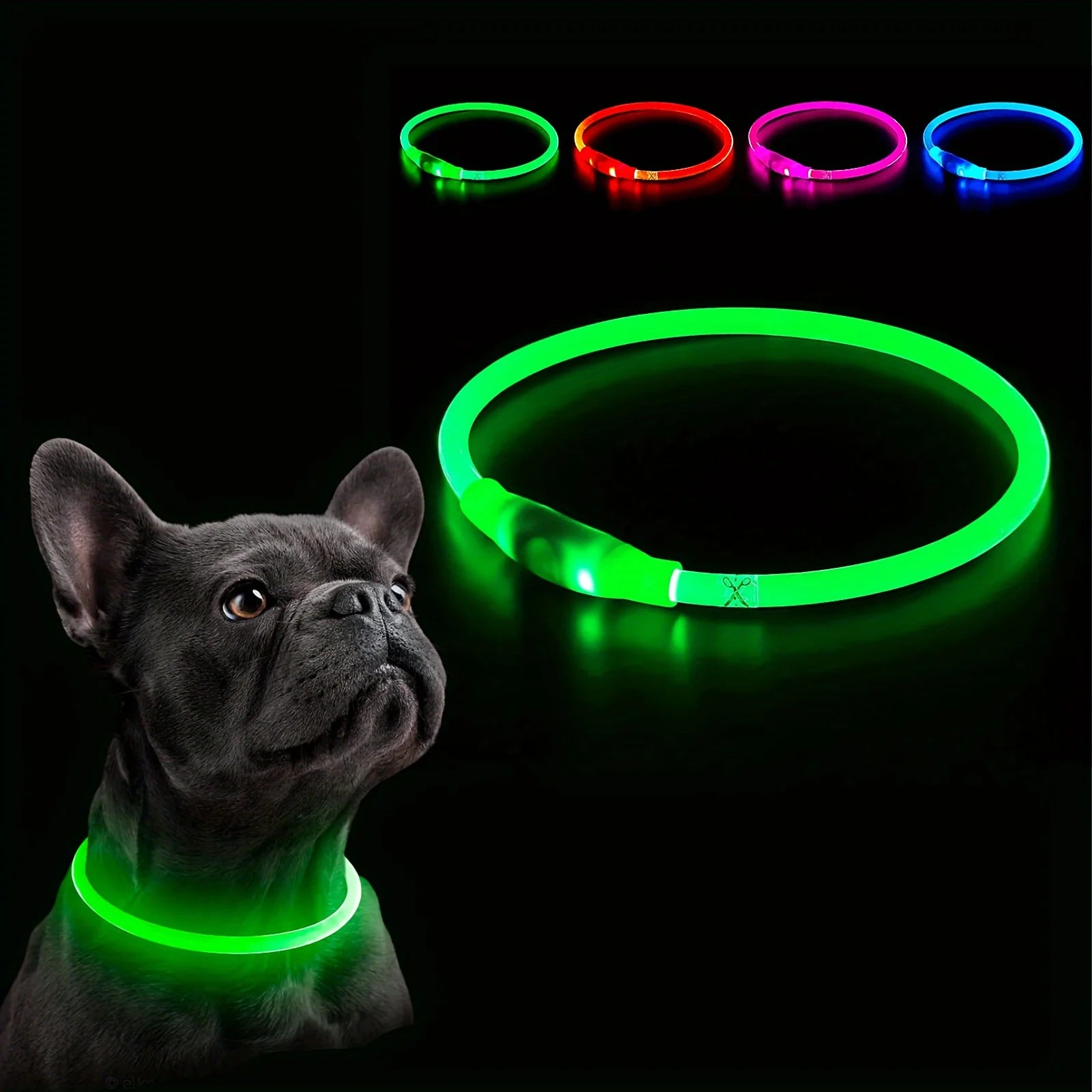 Collier Lumineux Rechargeable USB pour Chien - Visibilité Nocturne